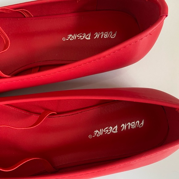 Public Desire red ballet flats with bow detail, size 10 - Picture 5 of 6